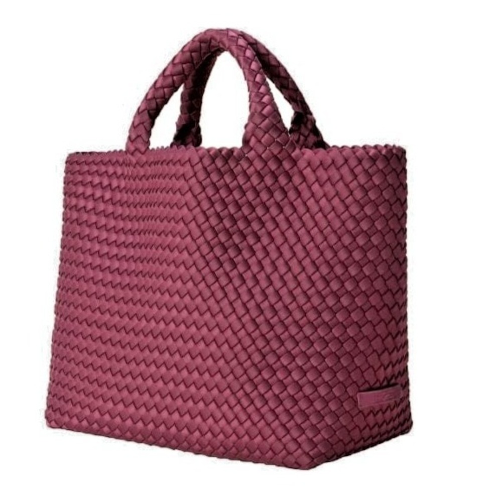 Naghedi St Barths Medium Tote Bag Woven Berry Purple Neoprene W Dust Bag